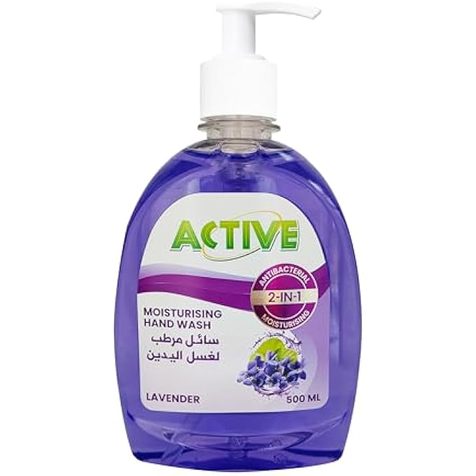 Active HAND WASH LIQUID SOAP PUMP | ANTIBACTERIAL & MOISTURISING | LAVENDER 500 ML (PACK OF 2) - Image 2
